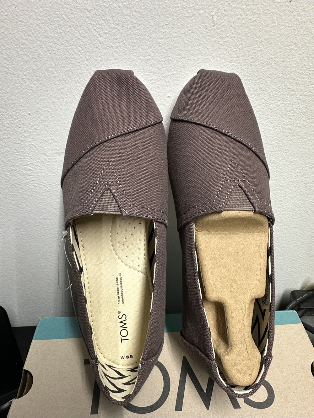 Toms Classic Canvas Slip-On Flats in Dark Brown